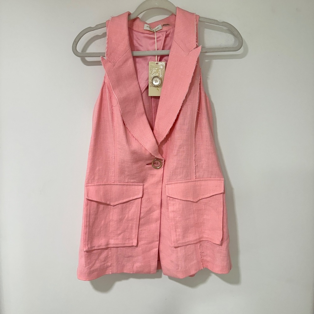 Ramy Brook Womens Paloma Vest Raw Edge Exposed Seam Blazer Pink 4 Barbiecore